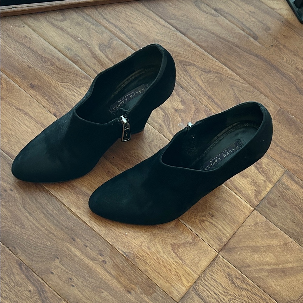 Ralph Lauren Purple Label Blood Closed Toe Suede Wedges Size 8B